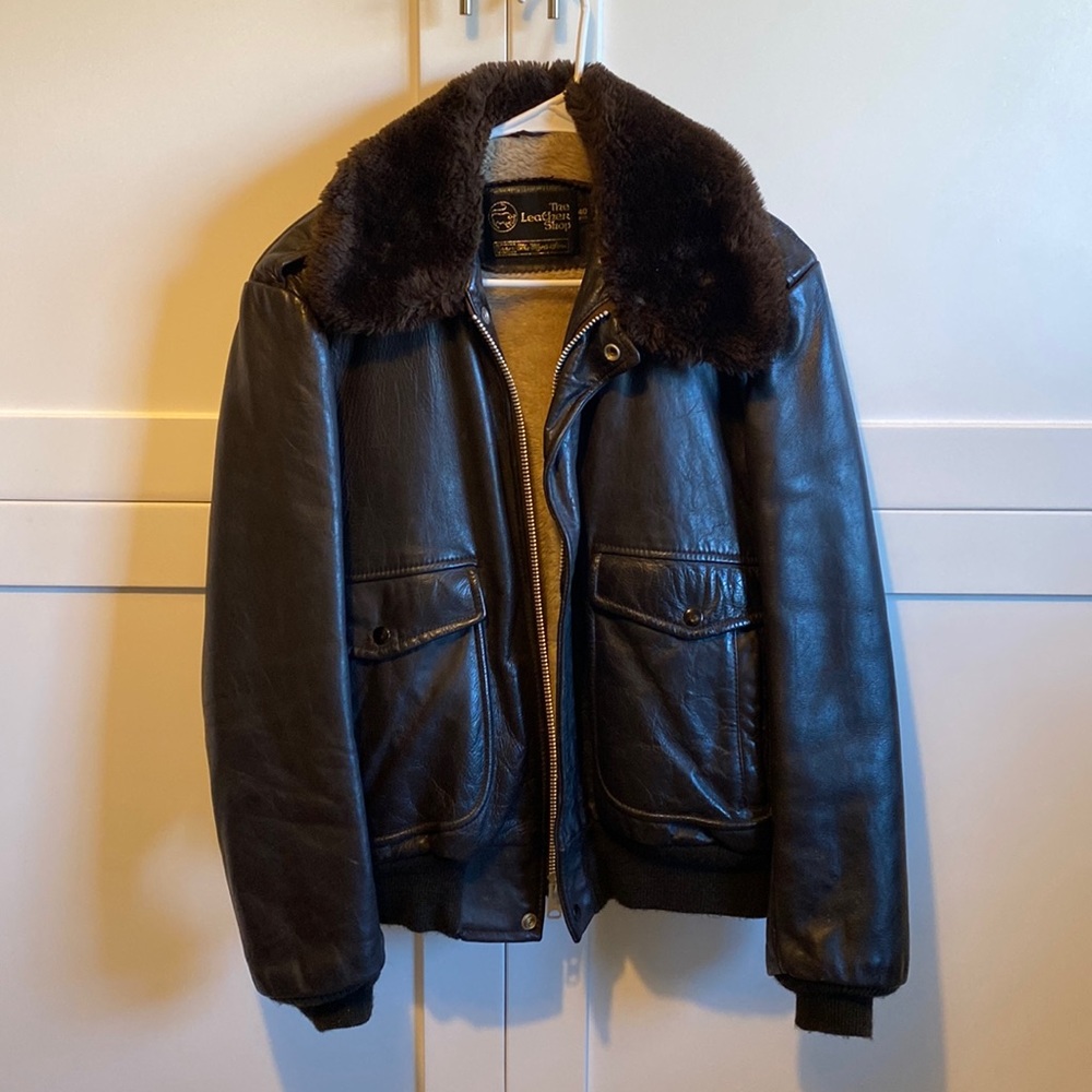 Th Leather Shop Vintage Bomber Sherpa Lined